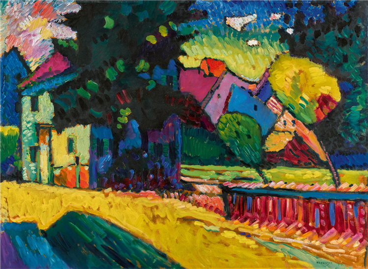 Murnau - Landscape with Green House 1909 Kandinsky Painting